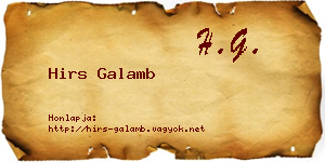 Hirs Galamb névjegykártya